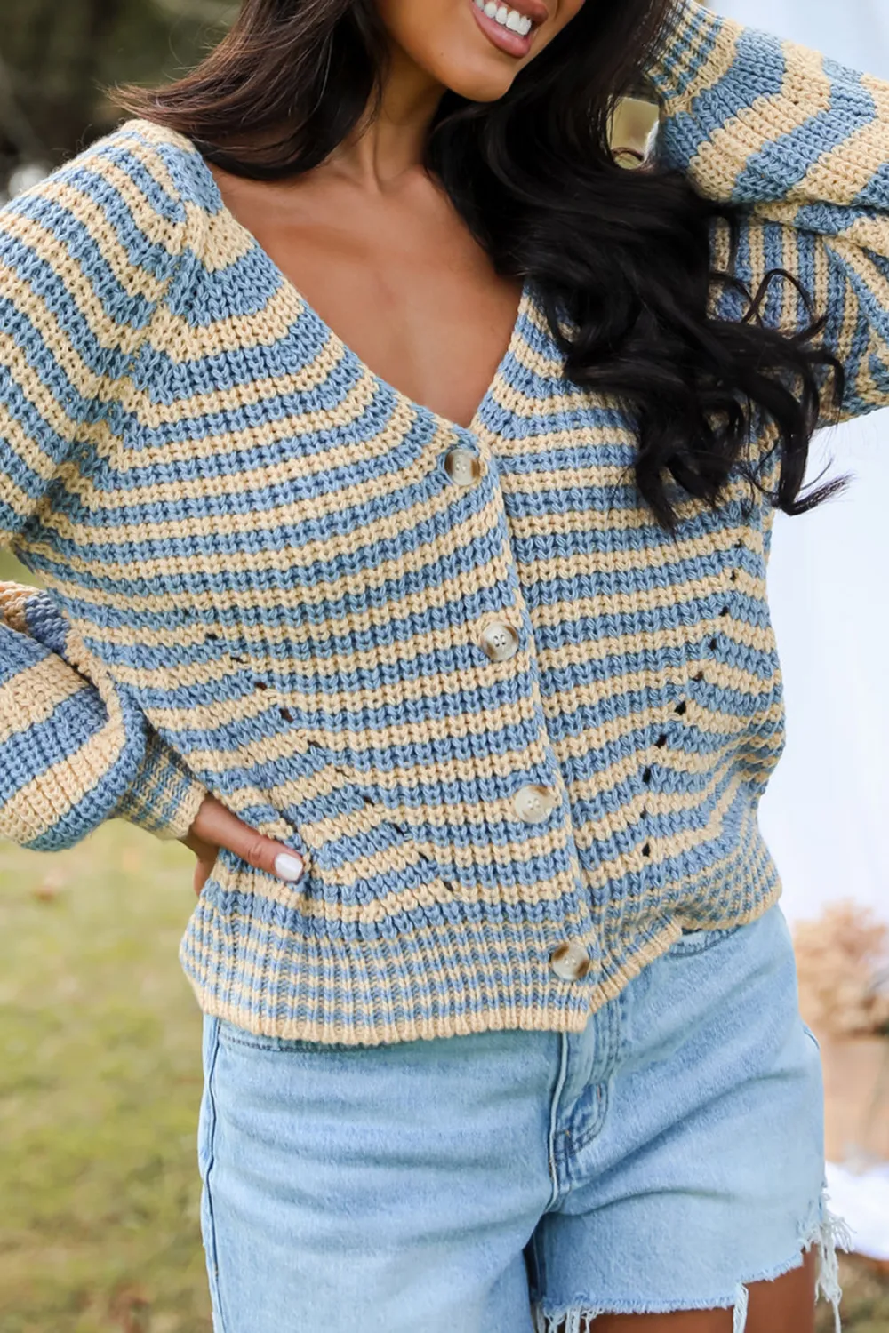 Snuggly Weather Striped Sweater Cardigan
