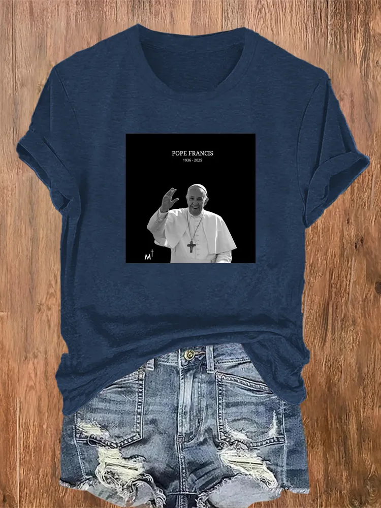 Women's Thank You In Loving Memory 1936-2025 Print Short Sleeve Round Neck Cotton T-Shirt