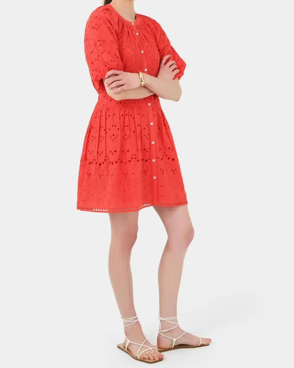 Eyelet Embroidery Design Broderie Tiered Dress