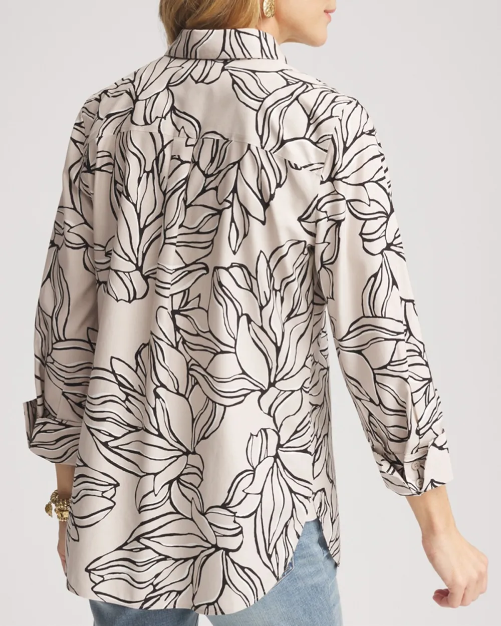 Black and White Floral Print Blouse