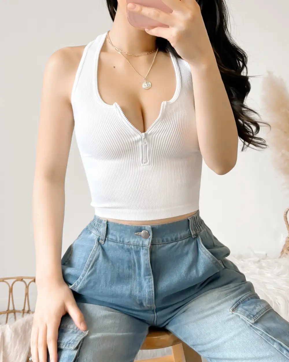 ALICE RACERBACK ZIP TANK TOP (WHITE)