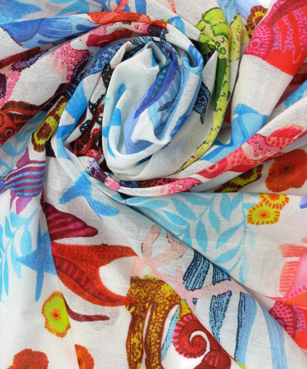 Cream Casual Style Underwater Seas  Wrap