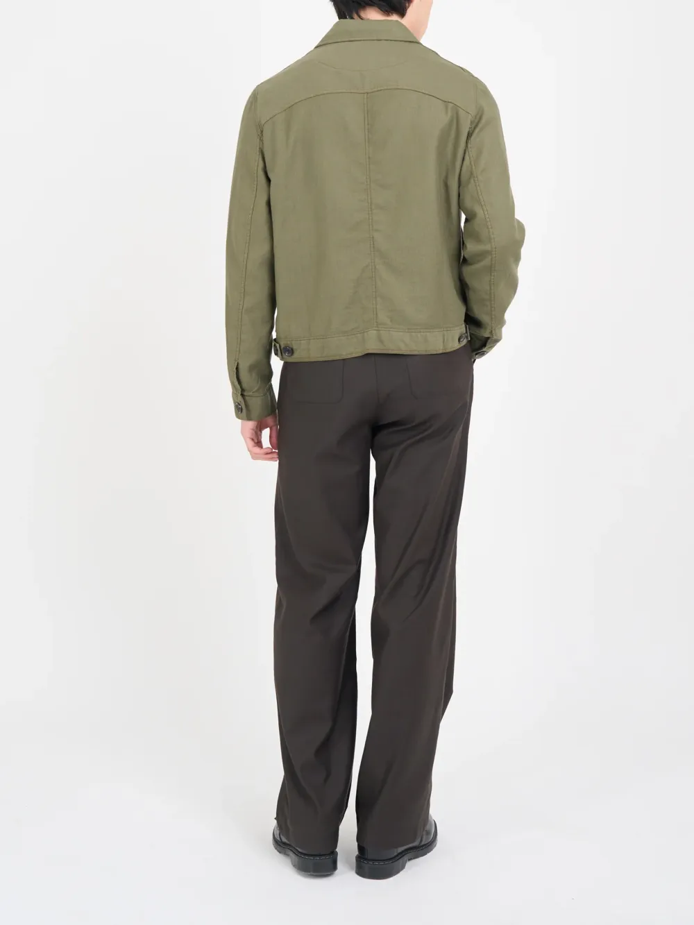 Green Unlined Linen-Cotton Trucker Jacket