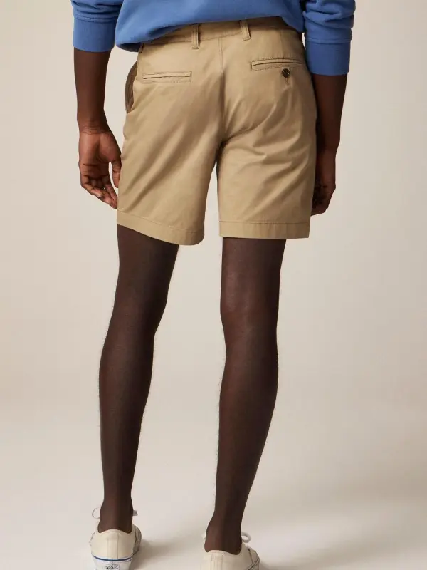 Khaki Cotton Blend Shorts