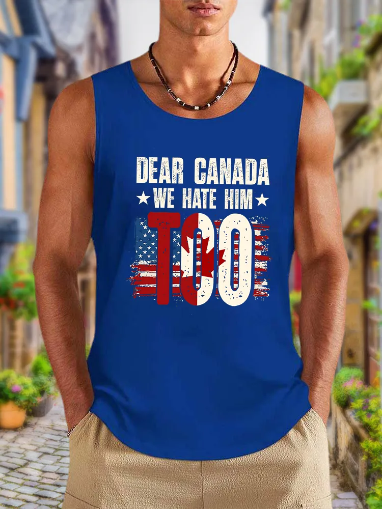 Men'S Dear Canada We Hate Him Too Round Neck Cotton Vest