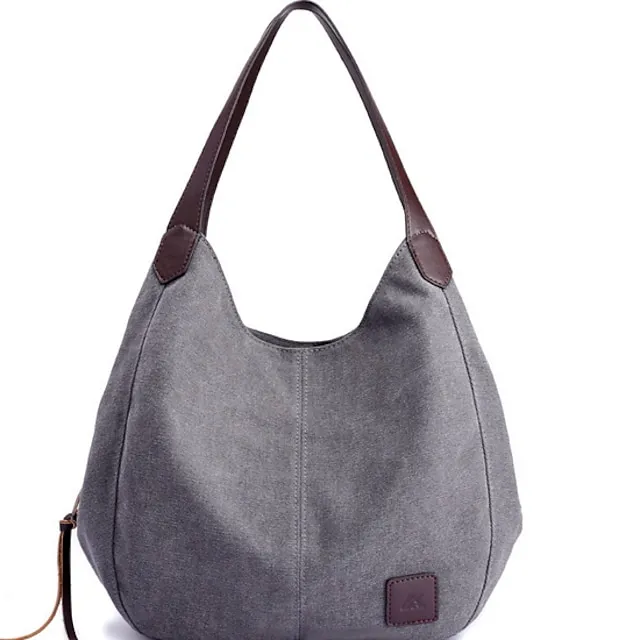 Women's Top Handle Bag Canvas PU Leather Daily Zipper Color Block Black Army Green Blue