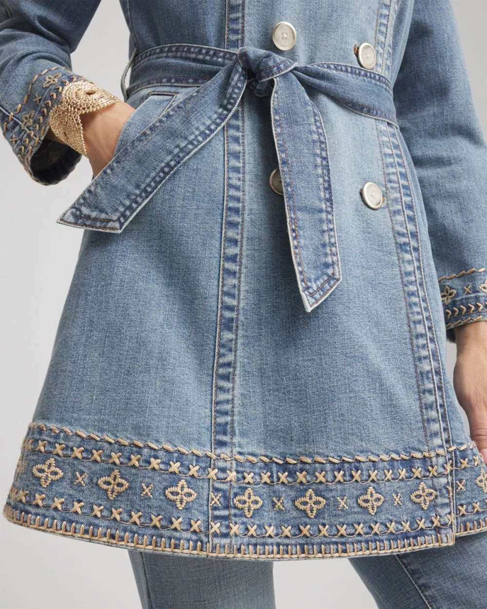 Blue Belted Denim Jacket