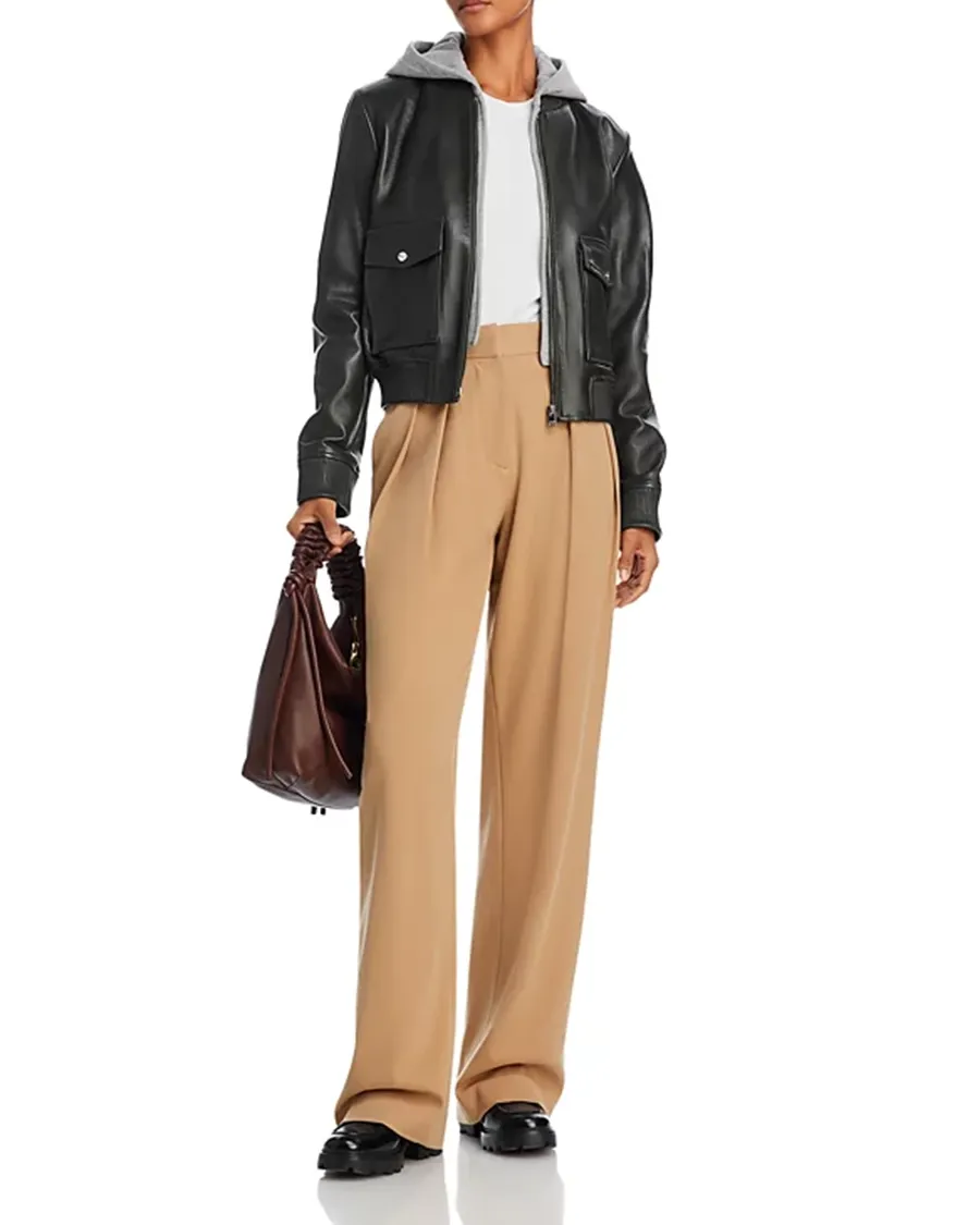 Casual Style Leather Bomber Jacket