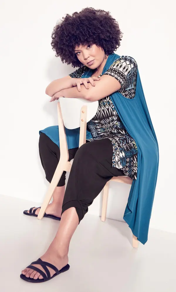 Evans Blue Kahlo Sleeveless Cardigan