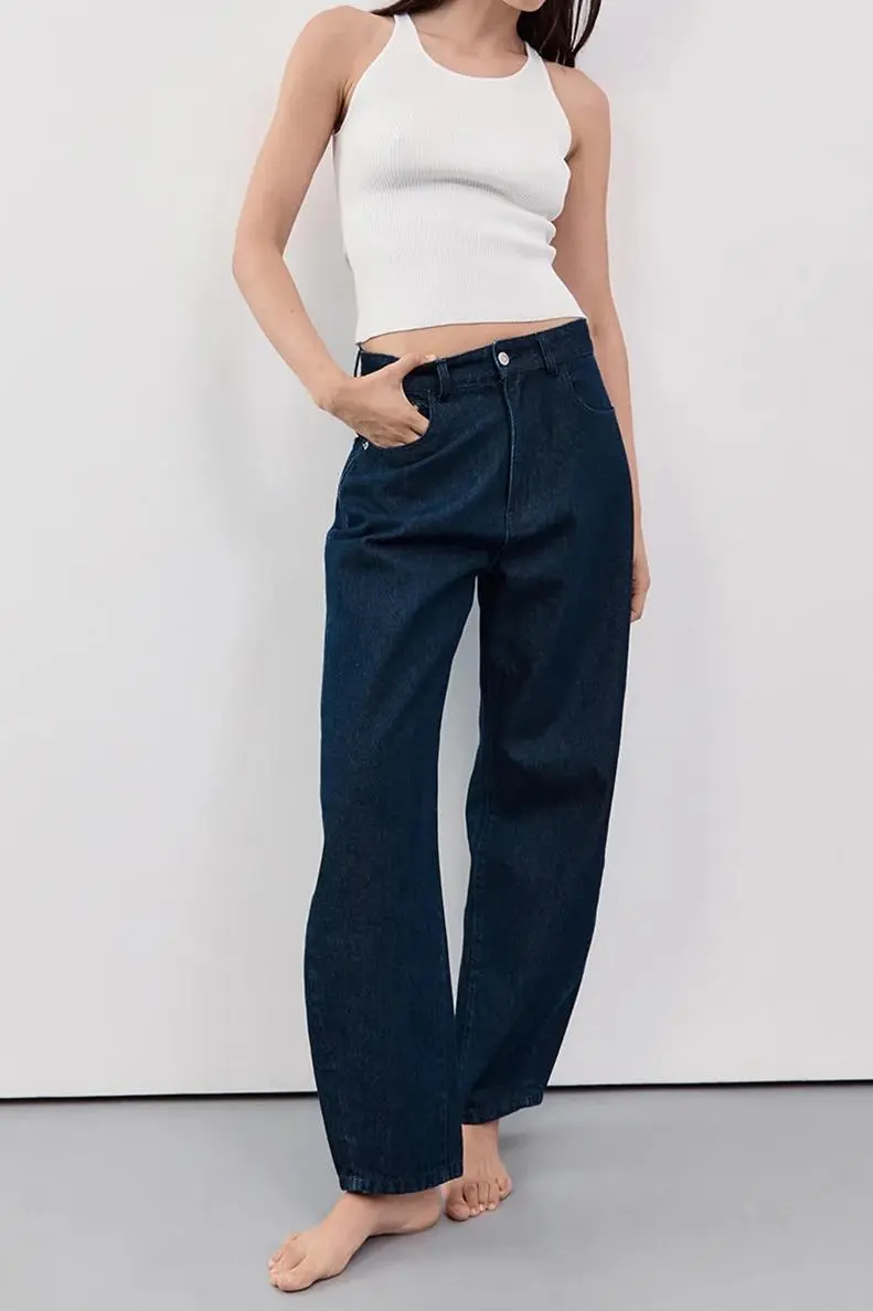 INDIGO BARREL LEG JEAN