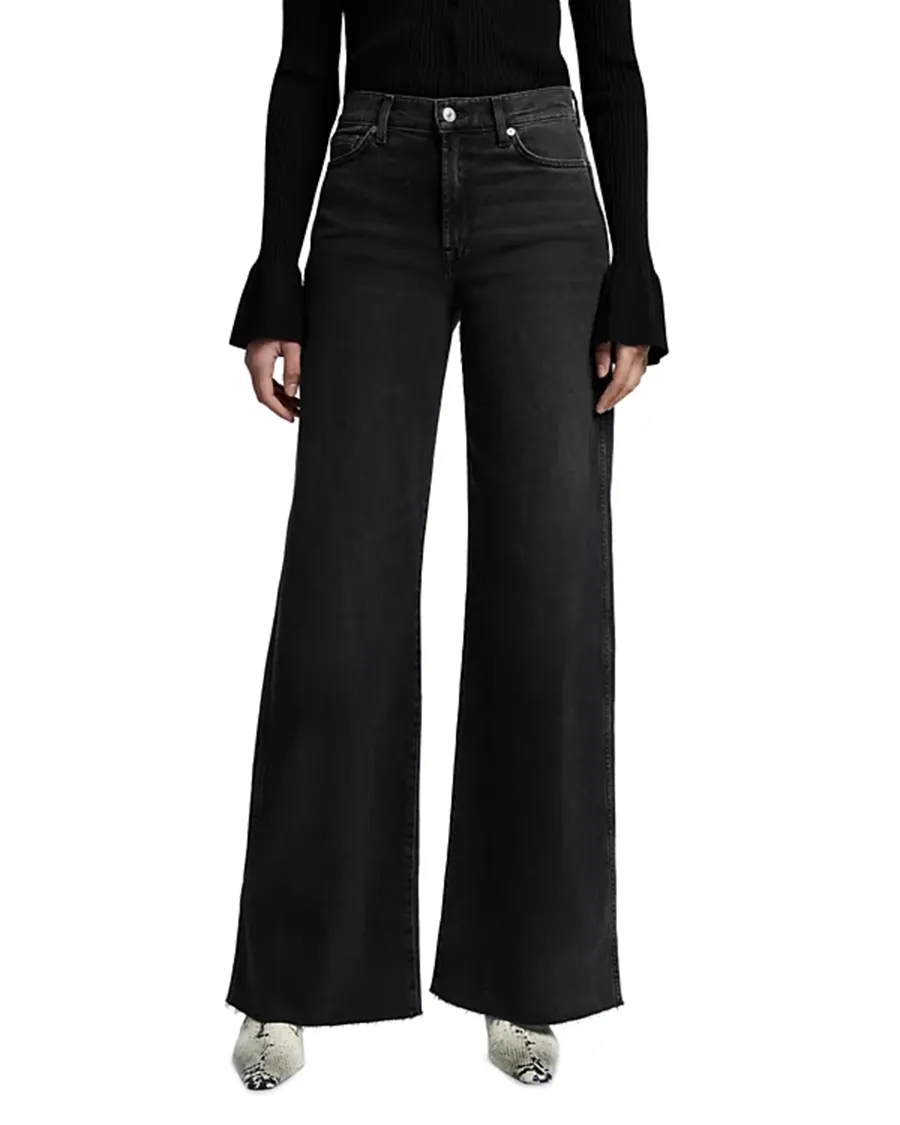 Black Daily Wide Leg Jeans