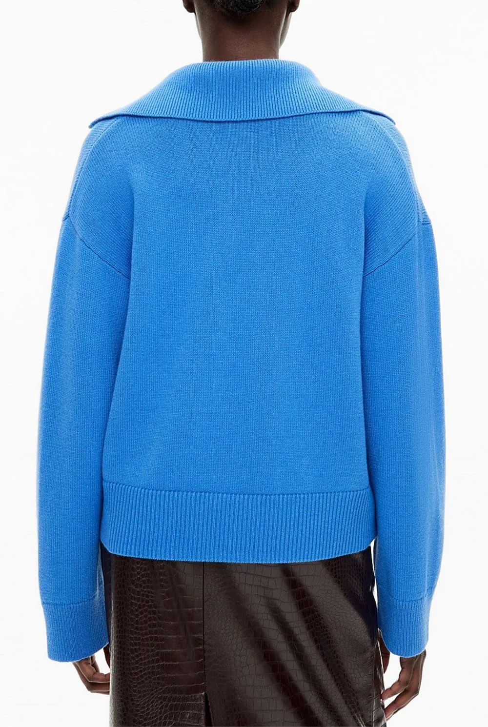 Deep V-Neck Blue Sweater