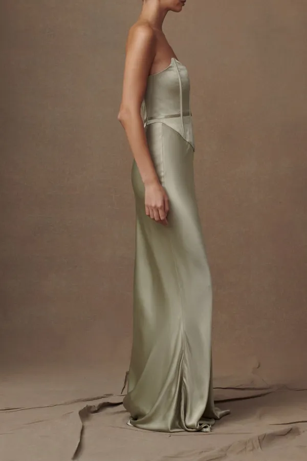Satin Strapless Maxi Dress