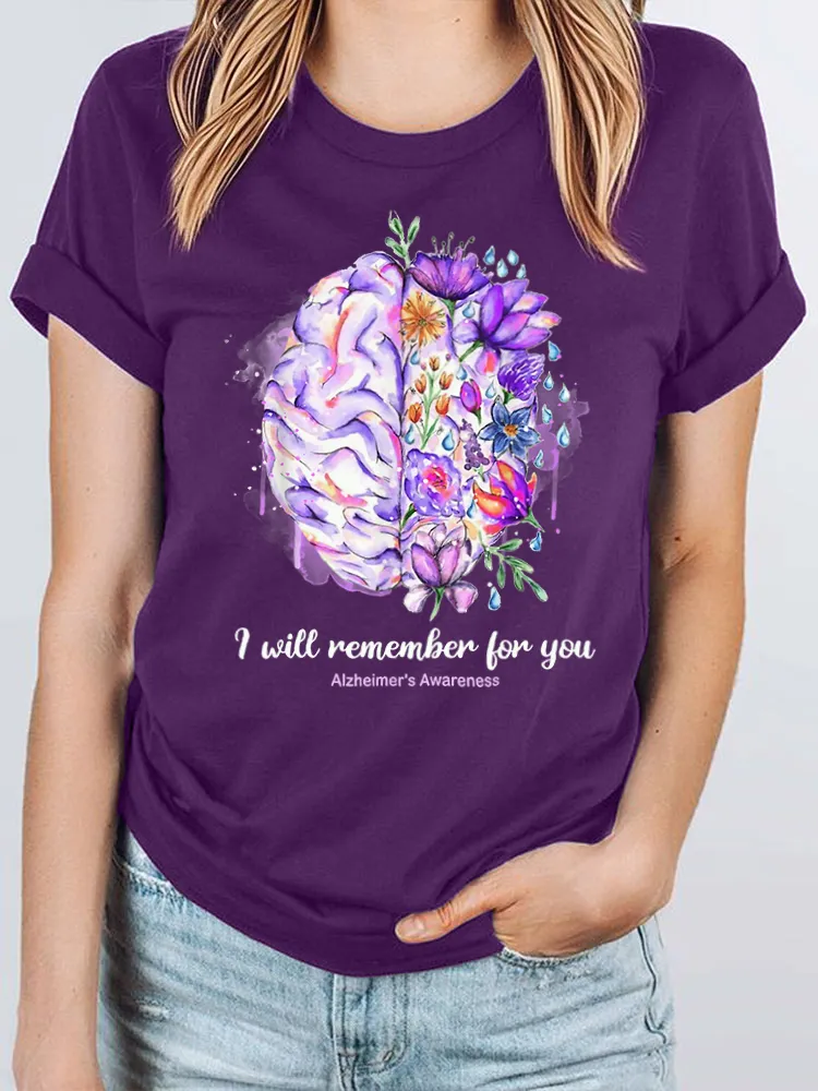 Women's I Wear Purple For My Family Alzheimer's Awareness Tee
