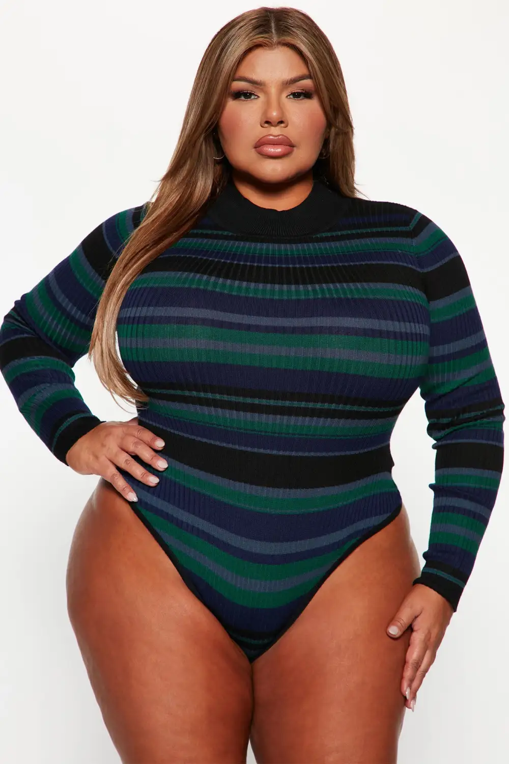 Warm My Body Sweater Bodysuit - Hunter