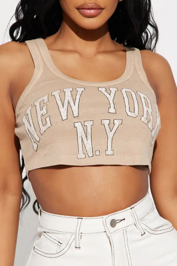 New York Cropped Tank - Sand