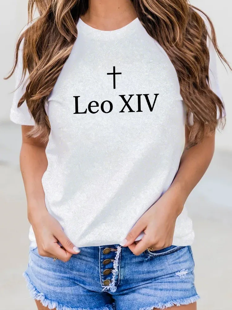 Women'S Pope Leo Xiv Round-Neck Short-Sleeved T-Shirt