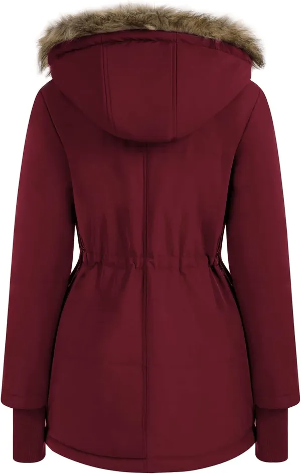 Women's Winter Coats Fleece Parkas Anoraks Hooded Military Jacket Coats M Black