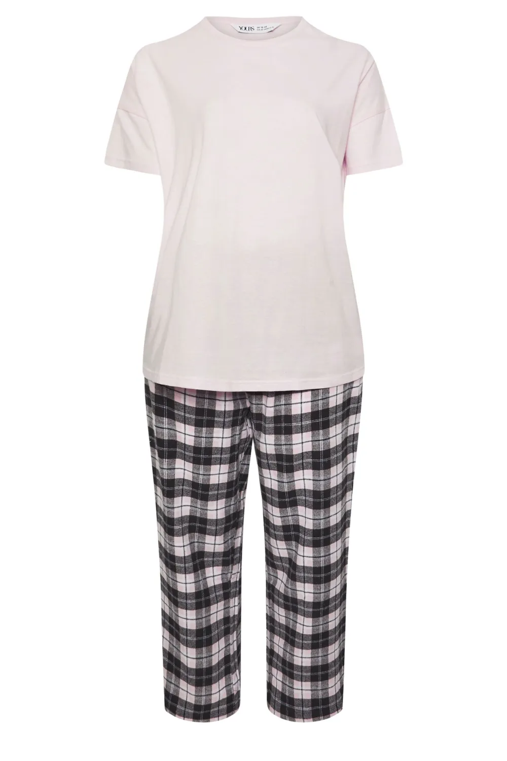 YOURS Curve Black & Green Woven Check Print Pyjama Set