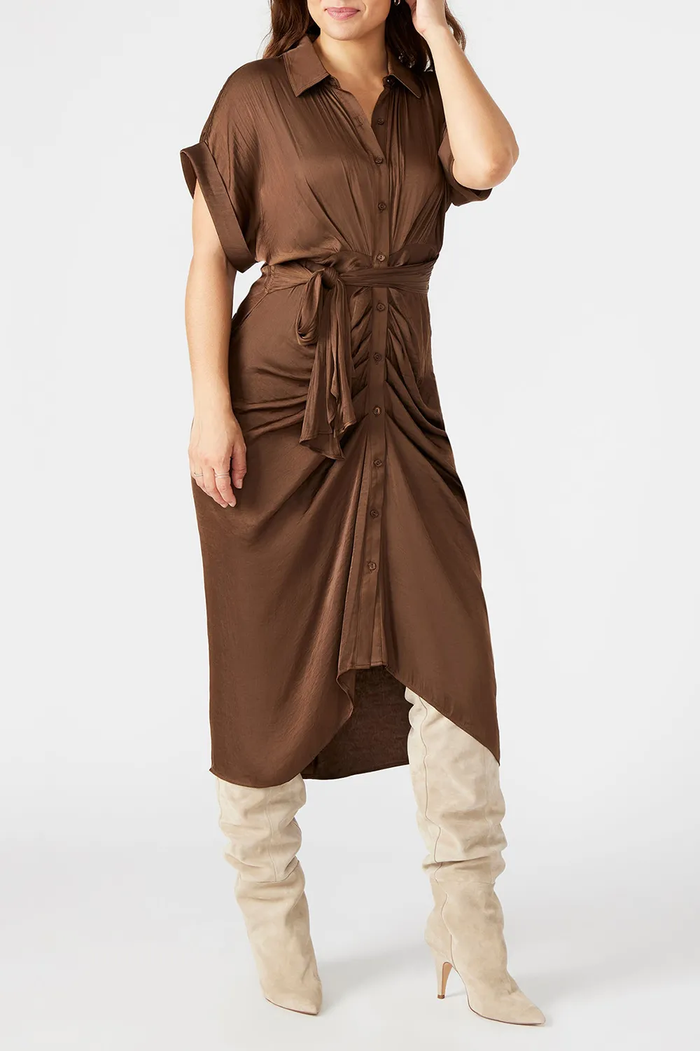 V-NECK DRESS CHOCOLATE