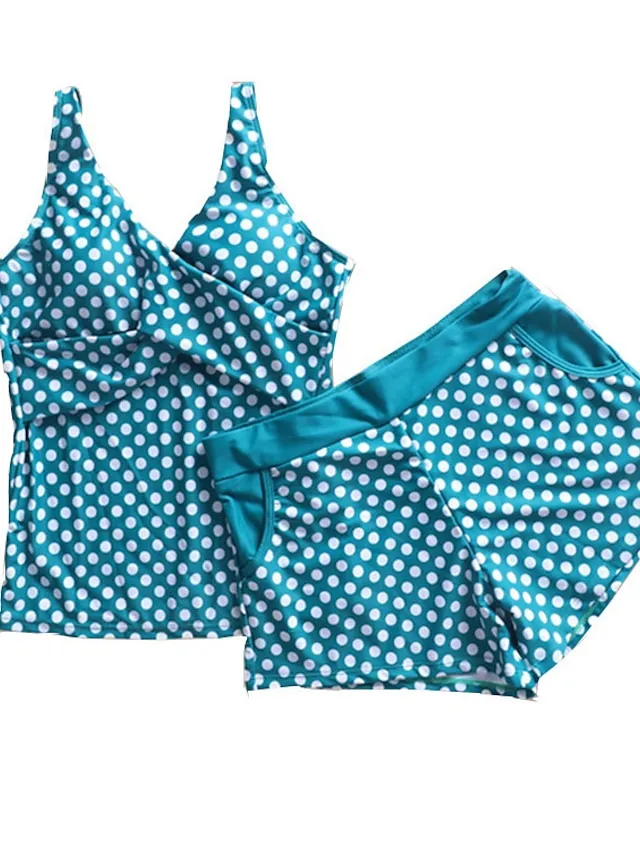 Women's Swimwear Tankini 2 Piece Normal Swimsuit Push Up Polka Dot Green Black Blue Purple Light Green Vest Bathing Suits Sports Casual Vacation / Summer / New / Padded Bras