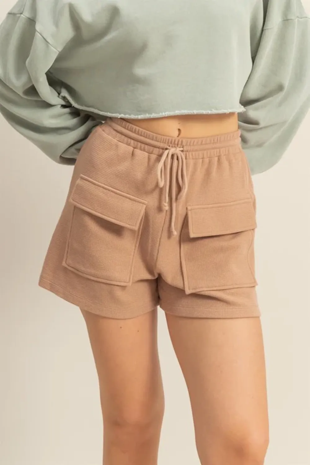 Retro Slim-Fit Pale Brown Shorts