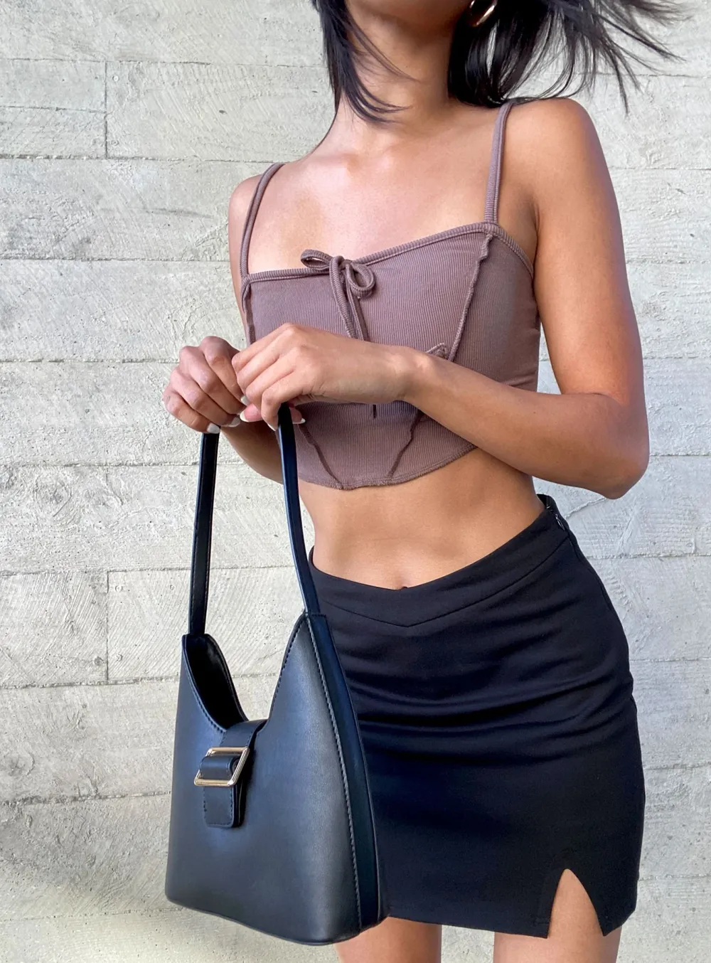 Black Slit Mini Skirt