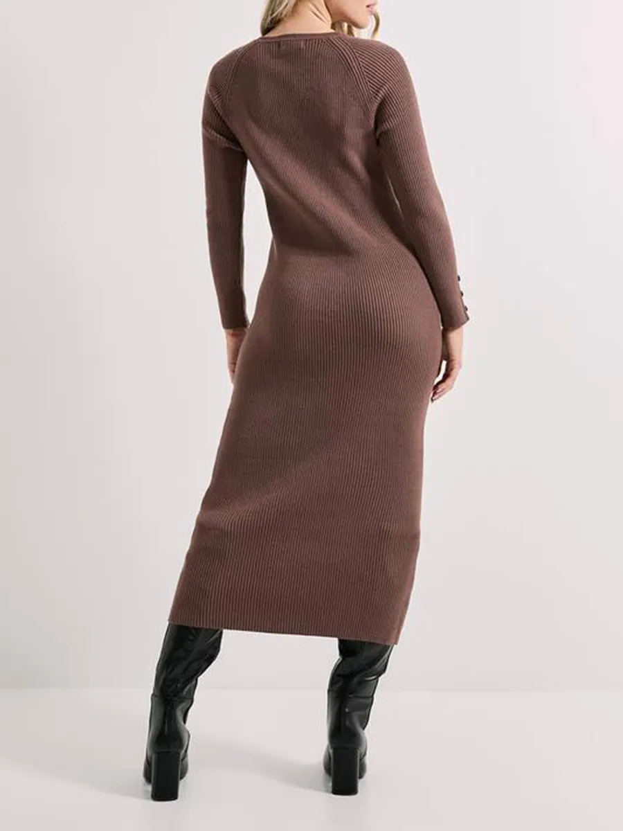 Women's Ribbed Long Sleeve Knit Dress