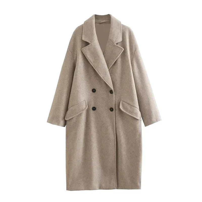 Elegant Solid Double Breasted Lapel Coat