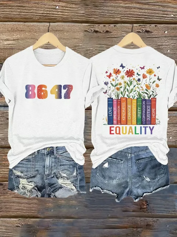 Women'S T-Shirt Retro Flowers 86 47 Equality Matters Equality Never Hurt Anybody Diversity
