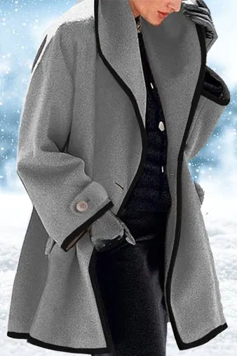 Fleece Line Colorblock Lapel Coat