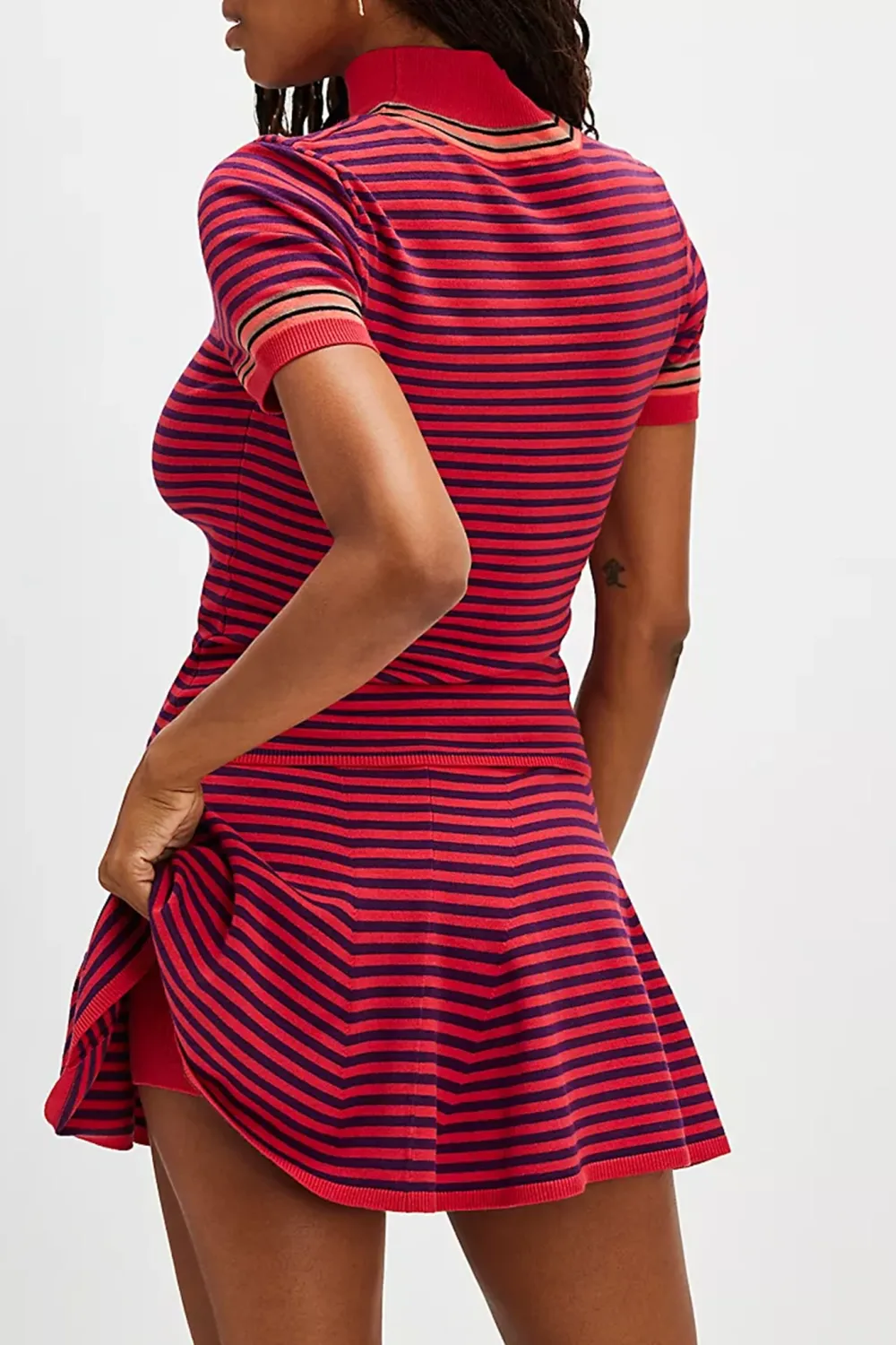 Striped Turtleneck Mini Dress Set