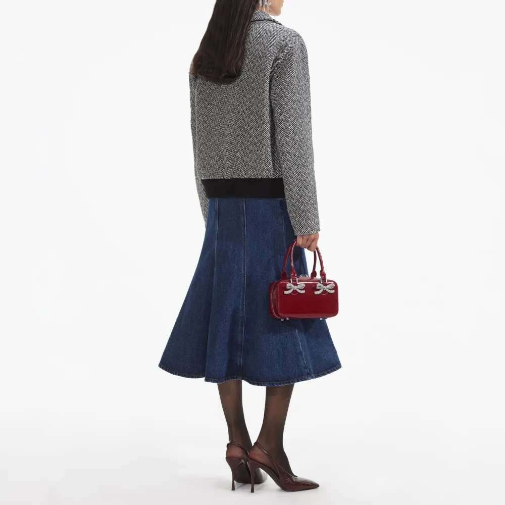 Black Herringbone Bomber Jacket