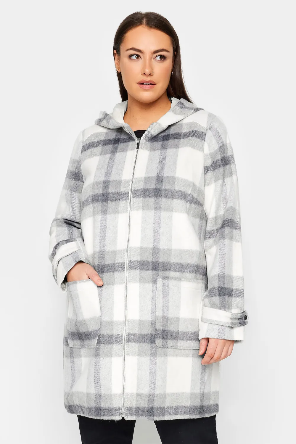 Evans Grey Check Hooded Jacket