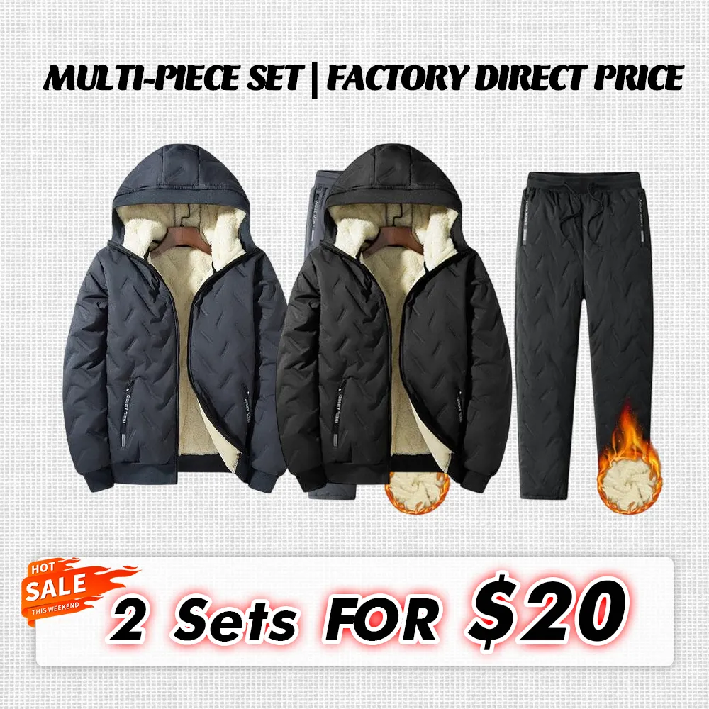 【Clearance Sale】Men’S Autumn Winter Fleece Thickened Set - Multi-Pocket Design, Perfect For Daily Work Commute, Outdoor Leisure & Skiing Clothes Menswear Men'S 2 Piece Set Formal Beige Men'S Sweatsuit Set Men Sweatsuit Set Men 2 Piece Sets Men'S 2 Piece S