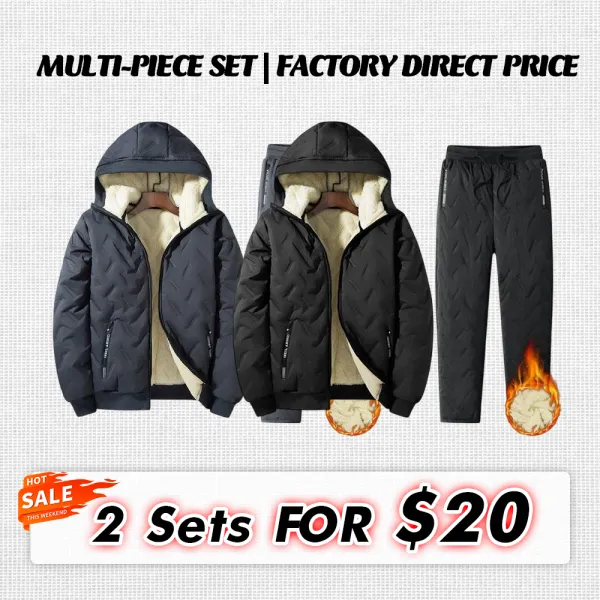 【Clearance Sale】Men’S Autumn Winter Fleece Thickened Set - Multi-Pocket Design, Perfect For Daily Work Commute, Outdoor Leisure & Skiing Clothes Menswear Men'S 2 Piece Set Formal Beige Men'S Sweatsuit Set Men Sweatsuit Set Men 2 Piece Sets Men'S 2 Piece S