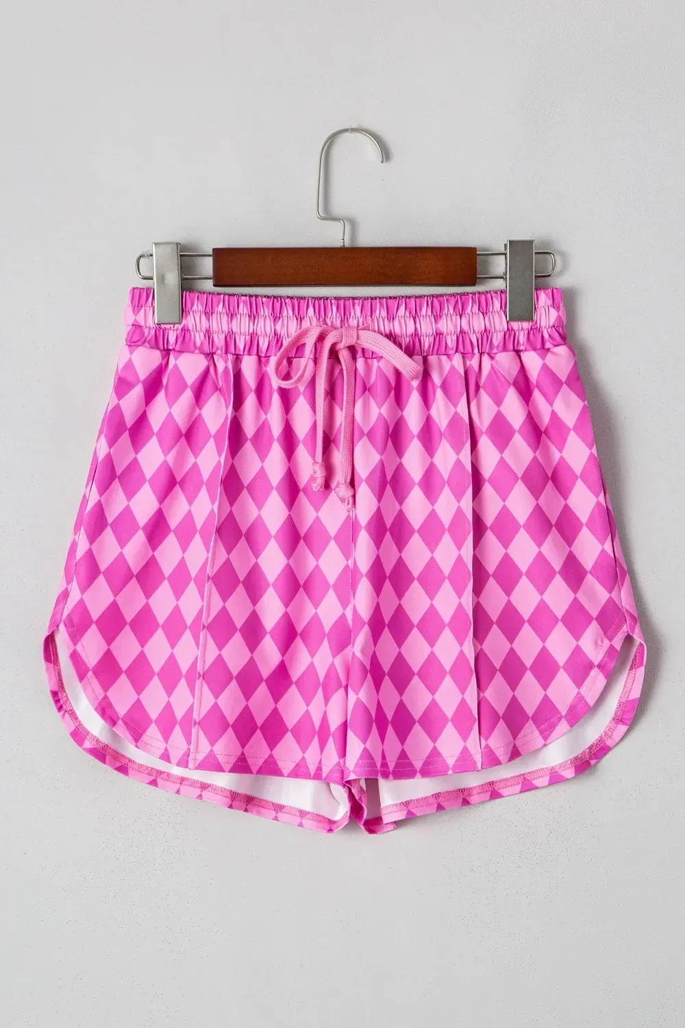 Personalized Loose Pink Plaid Hight Waist Shorts