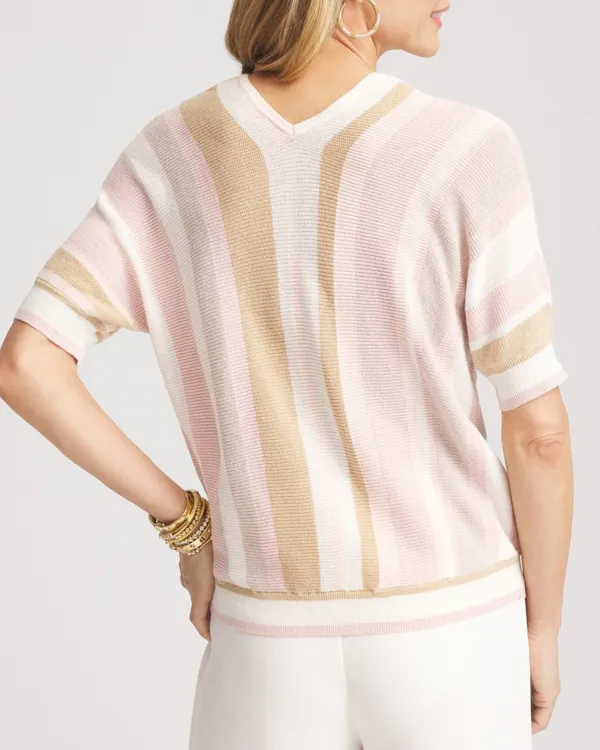 Stripe V-Neck Pullover Sweater