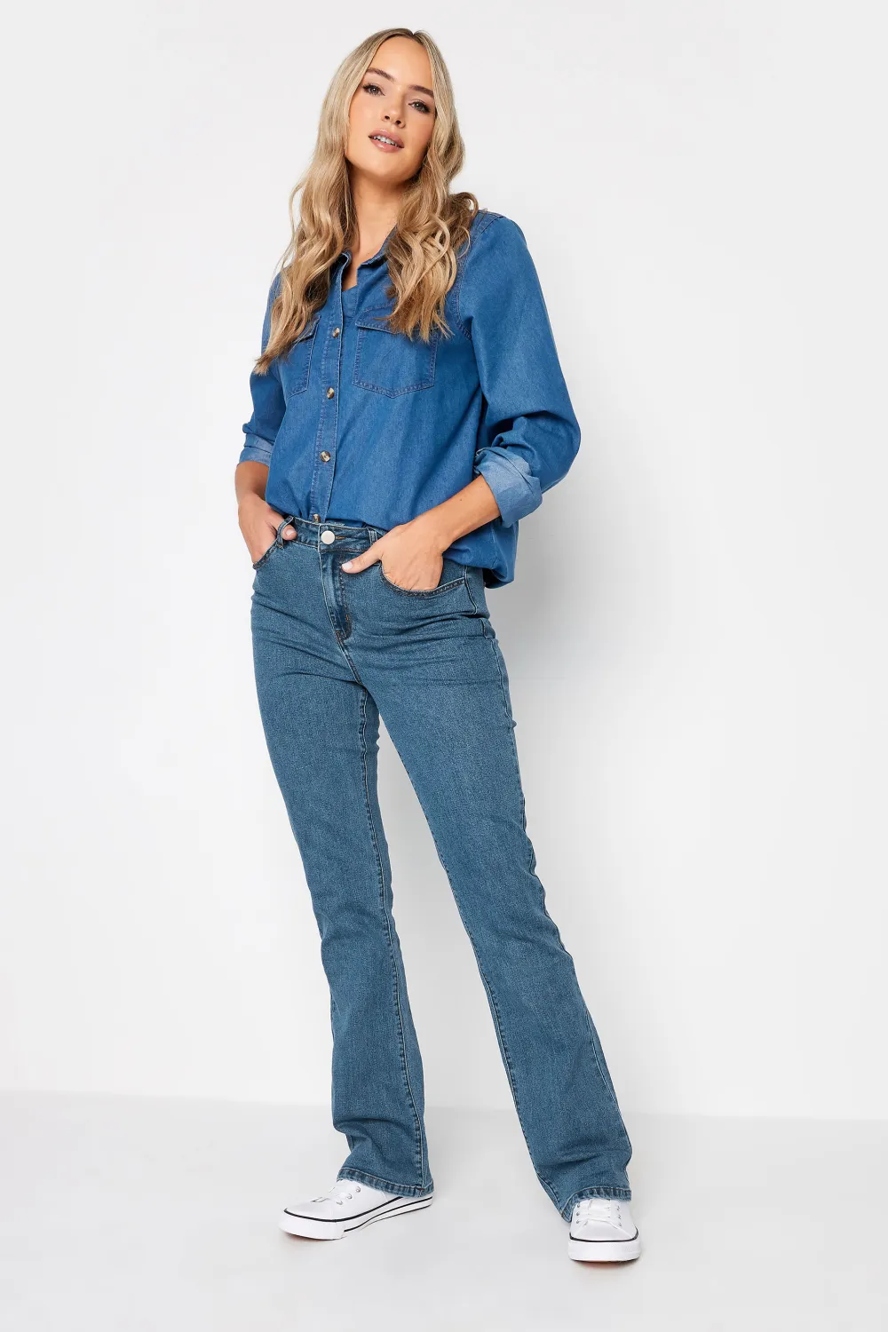 LTS Tall Blue Mid Wash RAE Stretch Bootcut Jeans