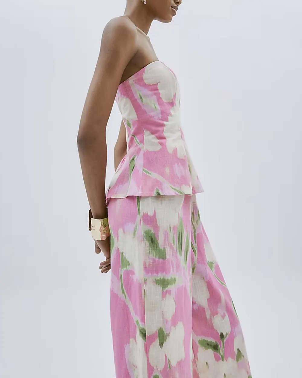 Cotton Art Floral Off-the-shoulder Jumpsuits