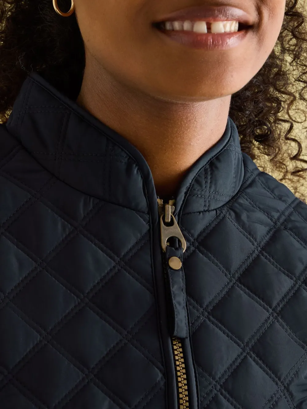 Navy Blue Showerproof Diamond Quilted Gilet
