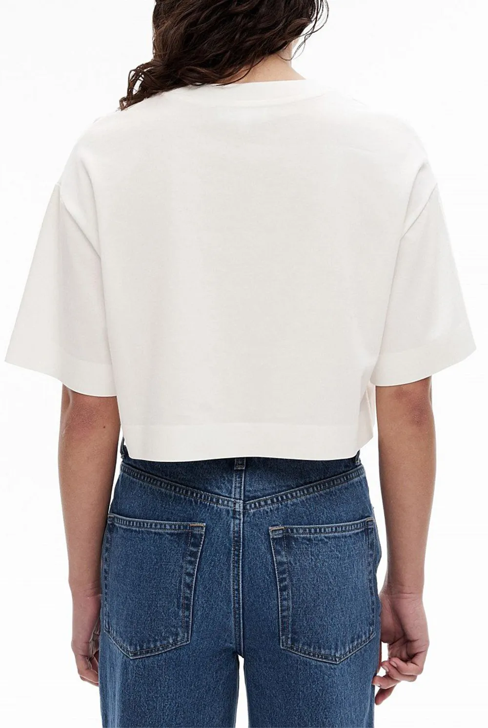 Solid-Color Crop Top Casual T-Shirt