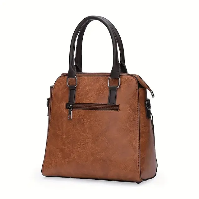 Boston Women's Handbag Set-PU Leather Shopping Bag-Zipper Adjustable Large Capacity Waterproof Bag-Set of 4