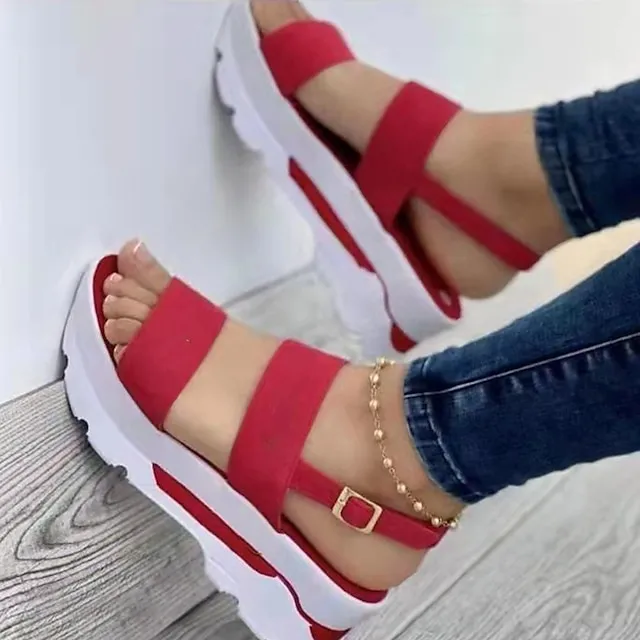 Women's Sandals Platform Sandals Plus Size Ankle Strap Sandals Outdoor Daily Beach Summer Buckle Platform Wedge Heel Open Toe Casual Minimalism Walking Shoes PU Leather Faux Leather Synthetics Buckle