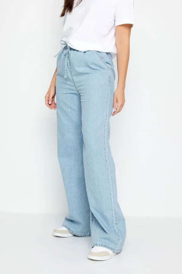 LTS Tall Light Blue Drawstring Wide Leg Jeans