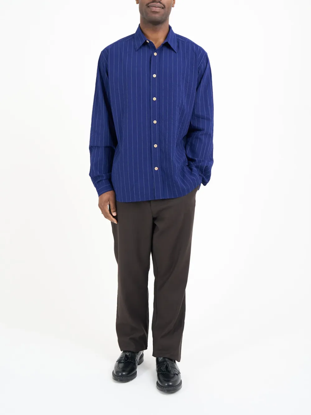 Patterson Blue Oversized Striped Cotton Shirt