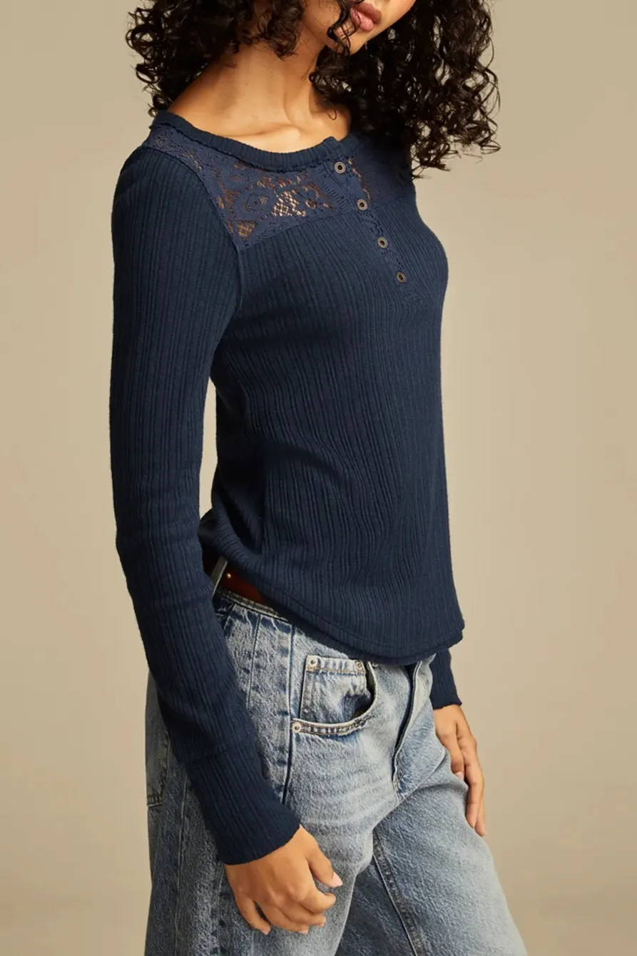 Dress Blues Cloud Lace Mix Henley