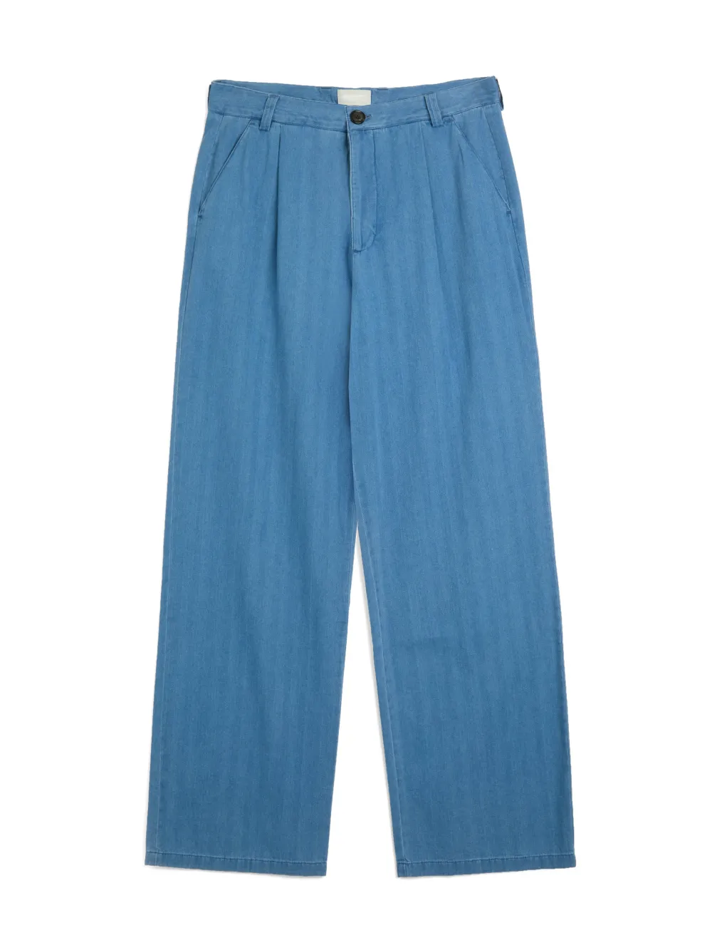Indigo Wide-Leg High Waisted Lightweight Cotton-Linen Trousers