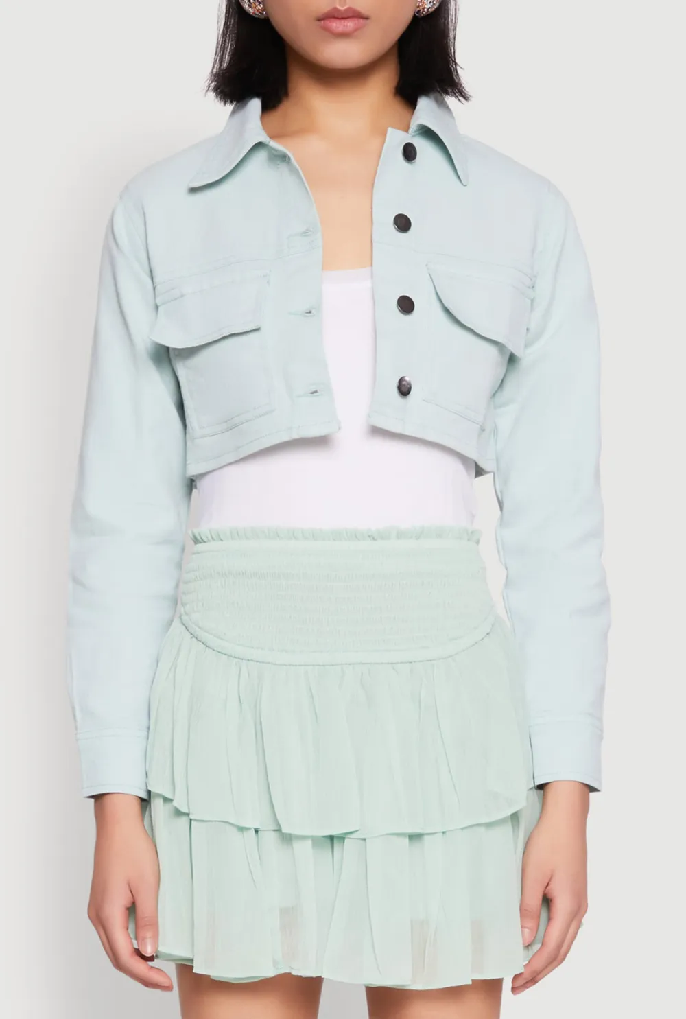 Solid Color Short Denim Jacket