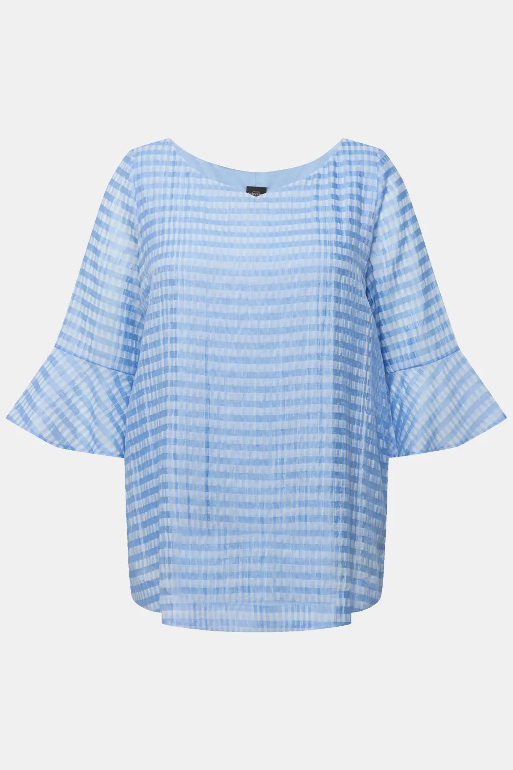 Blusenshirt Karo Herzausschnitt 3/4-Glockenarm